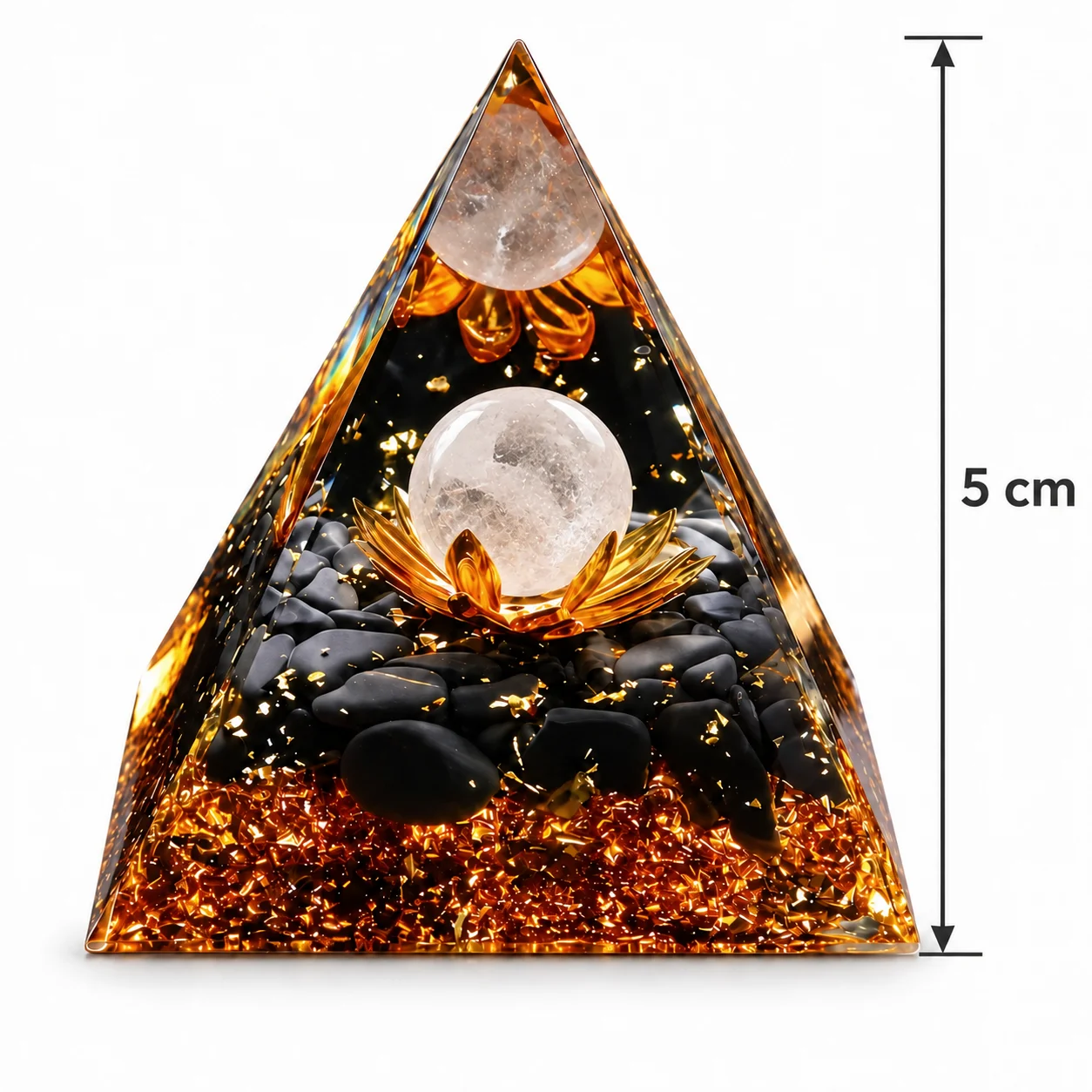 Orgonite Pyramid Natural Clear Quartz Sphere Black Obsidian Chips Orgone Energy Generator Resin Meditation Home Decor Gift