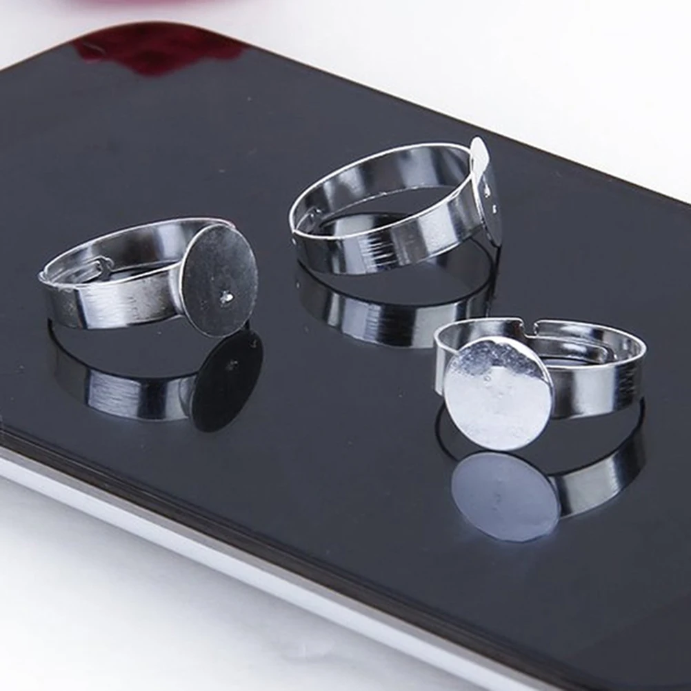 

10pcs Adjustable Ring Base Silver Fashion Charm Blank Mounting DIY Jewelry Accessories Fits Most Fingers Create Unique Gifts