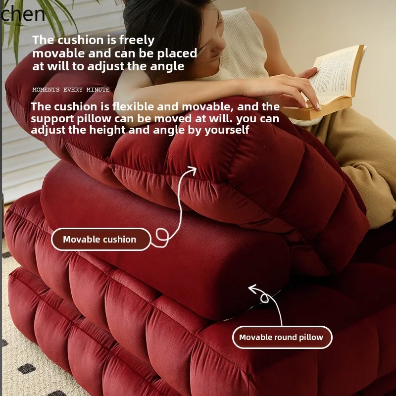 HTT simple fabric lazy sofa living room tofu block cream wind module combination sleeping and lying tatami