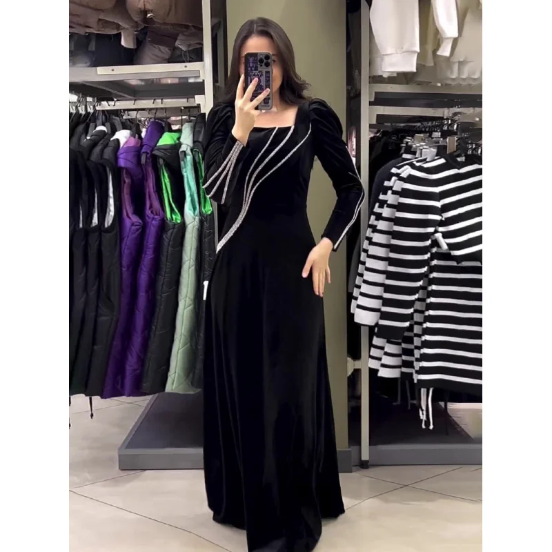 2023European and American Autumn New Long Sleeve Long Dress Slim Temperament Female