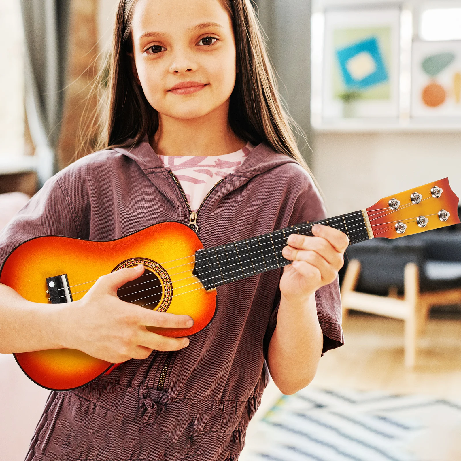 21 Inch Children's Acoustic Guitar Portable Small Wooden Guitar Easy Musical Instrument Gift Musical Instrument