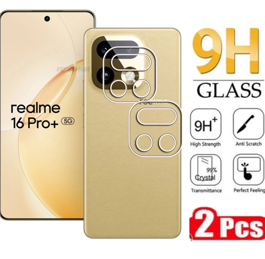 2 pièces de verre trempé HD 9H pour Realme 16 Pro + 6.8 "Realme16Pro Plus RMX5131, Film de protection pour objectif d'appareil photo