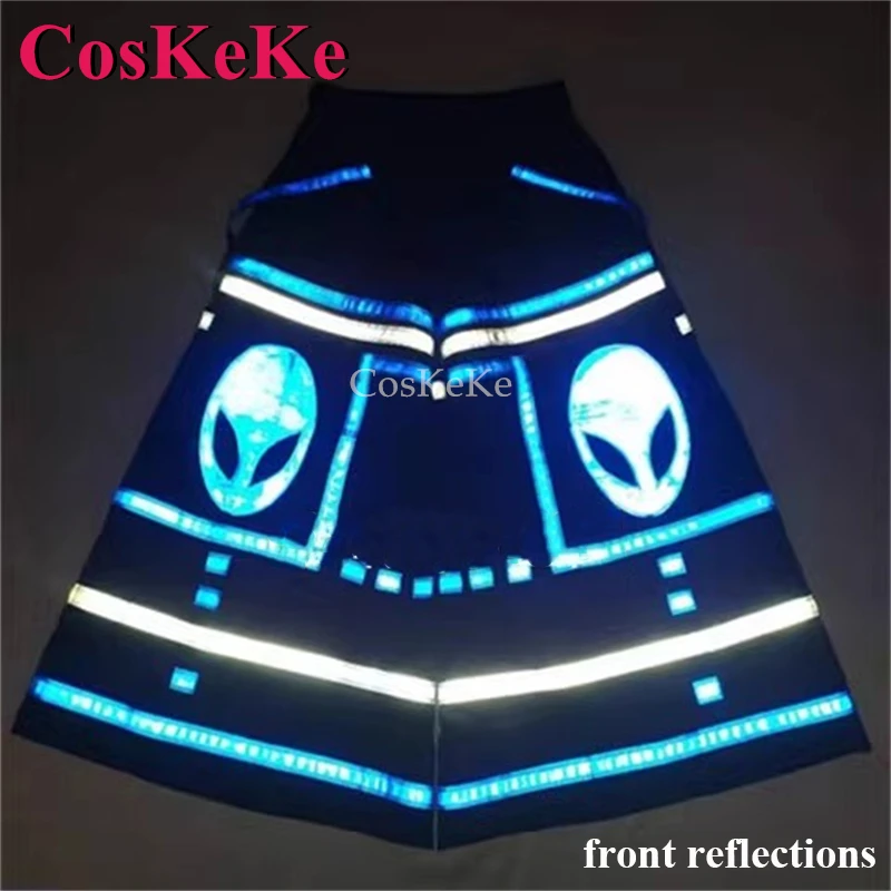 

CosKeKe Handsome Ghost Dance Pants Cosplay Costume Fashion Bell-bottoms Grim Reaper Phat Pants Reflective Trousers For Unisex