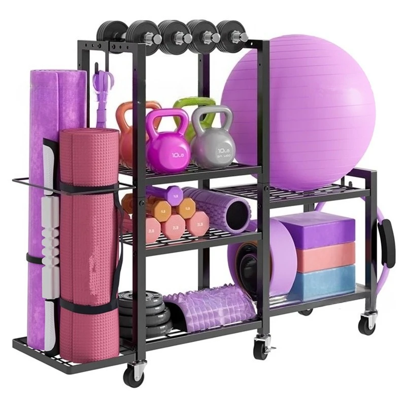 

Dumbbell Rack Yoga Mat Storage Rack Home Gym Equipment Storage Rack Removable Shelf with Hook