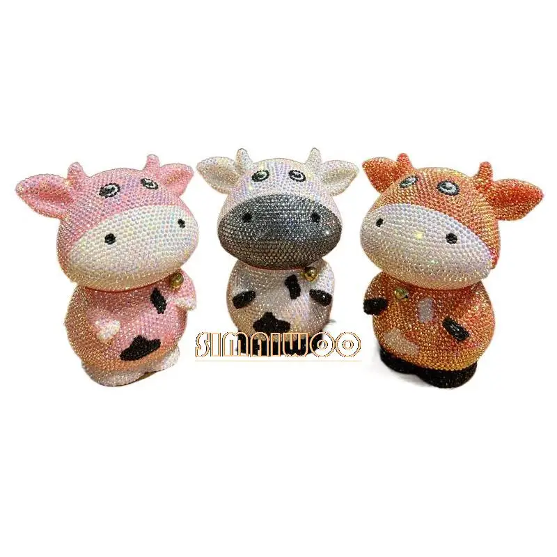 

DIY Rhinestone Little Cow Coin Storage Home Exhibition Statue Shinning Mosaic Statue Crystal Handcraft Cross Stitch Luxury Gift