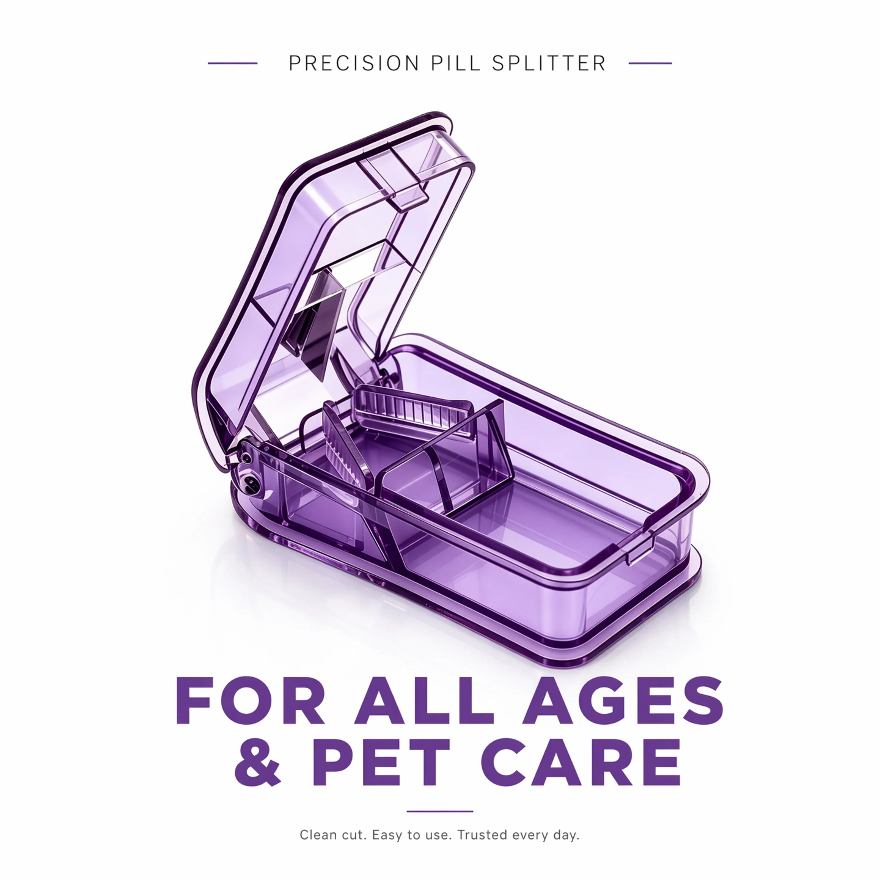 Portable 2 In 1 Pill Splitter Storage Box Enclosed Stainless Steel Blade Medicine Cutter for Elderly Kids Pets Travel view 5