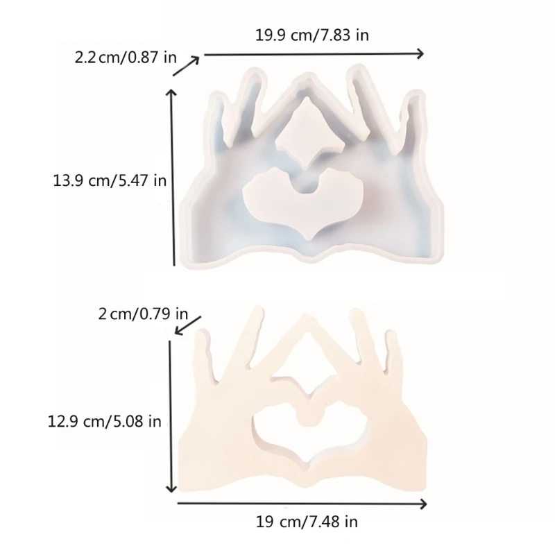 Stampi in resina con gesto del cuore della mano per realizzare decorazioni per portacandele, decorazioni con fondente, dolci,