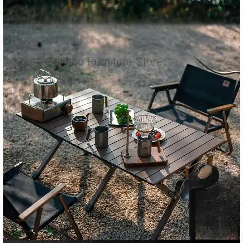 

4-Person Outdoor Camping Table And Chairs Set Heavy-Duty Fabric Table Steel Frame Picnic Family BBQ Mesas De Comedor Furniture