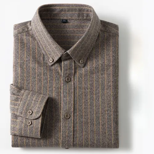 New in Shirt Plaid 100%Cotton Brushed Long Sleeve Shirts for Men Slim Fit Casual Tops High Quality Designer Vintage Clothes - Image 6