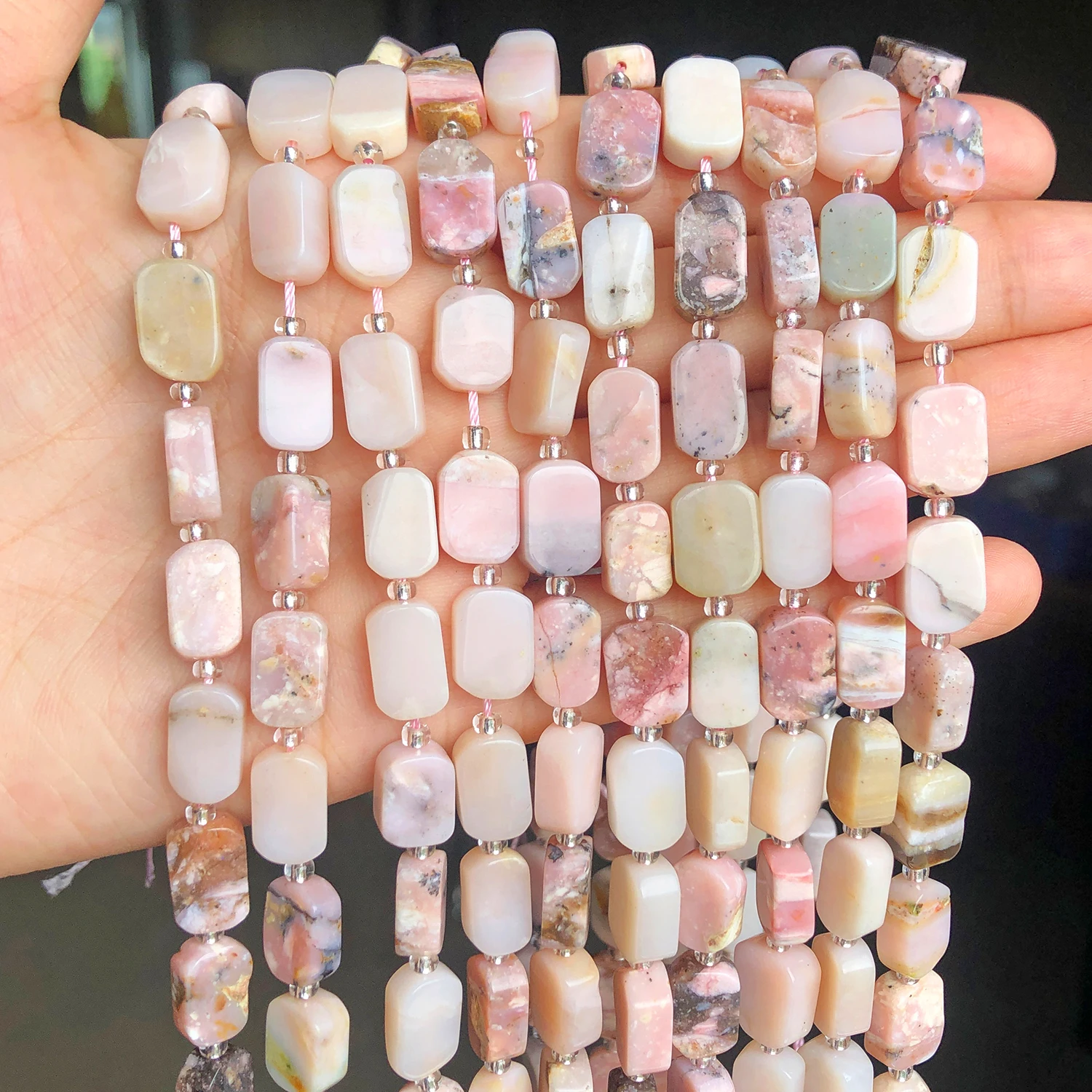 

AAA Rectangle Natural Stone Pink Opal Beads Irregular Flat Spacer Beads for Jewelry Making Charms Bracelets Necklace Accessories