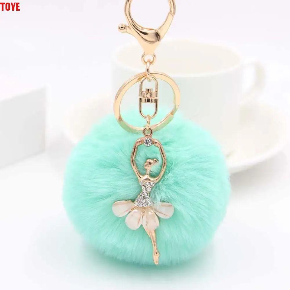 Women Fluff Keychains Pompom Key Ring Ballet Angel Girl keychain Little Angel Car keychain Fur Ball Keyring Fake Fur Key Chain