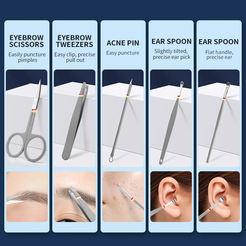 Imported full set of stainless steel nail scissors set easy to carry 12/16pcs home ear scoop pedicure kit nail clippers original