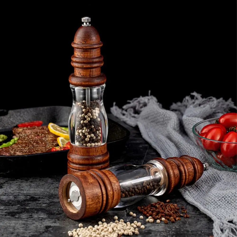 

Wooden Salt Pepper Grinder Seasoning Grinder Adjustable 8inch Spice Salt Mill With Big Window