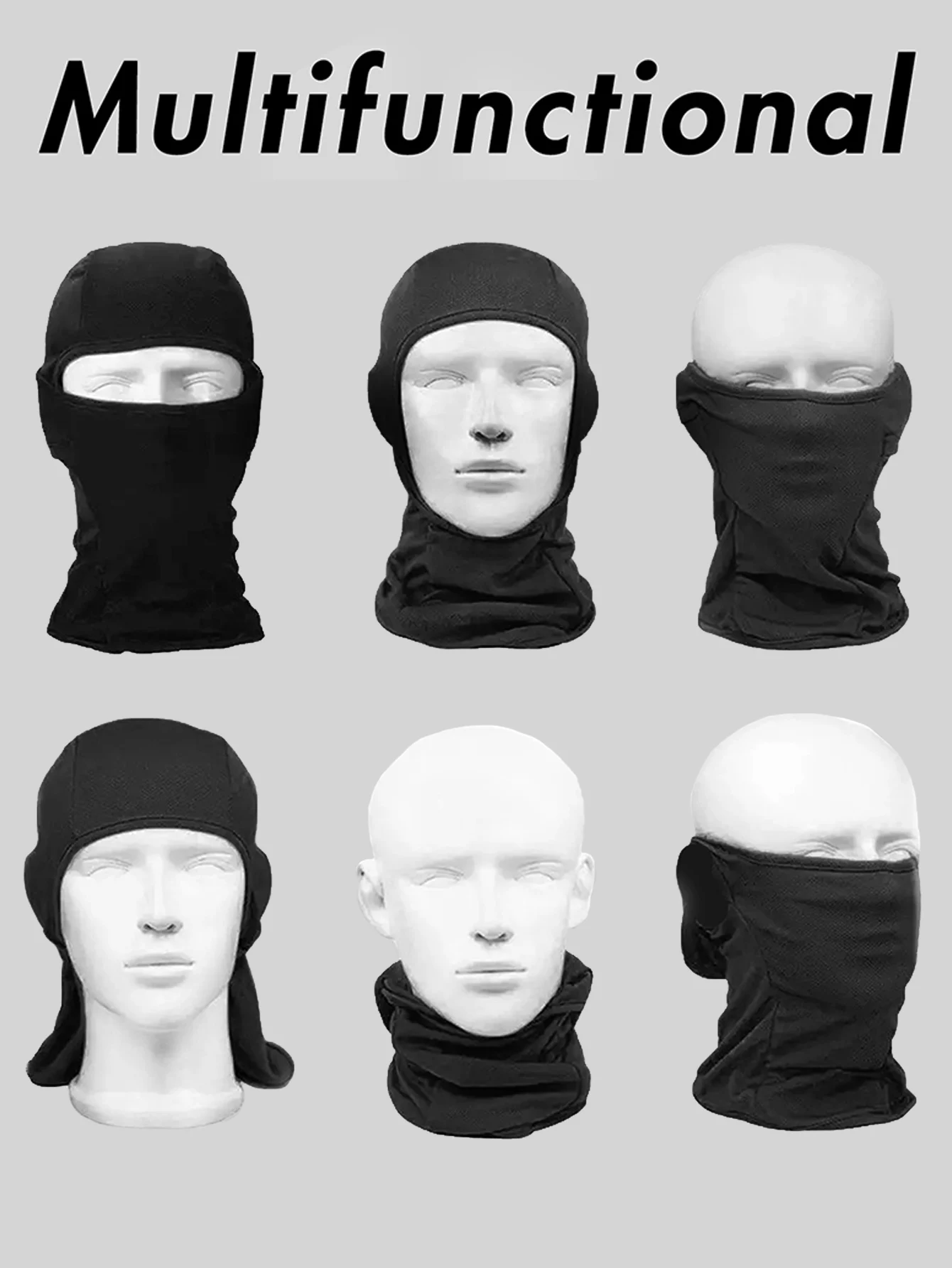 Taktische Sturmhaube, Vollgesichtsmaske, schnell trocknend, zum Wandern, Radfahren, Camping, Jagd, Airsoft, Kapuze, Fahrrad-Kopfbedeckung, Sommer, für Männer und Frauen – Detail 4