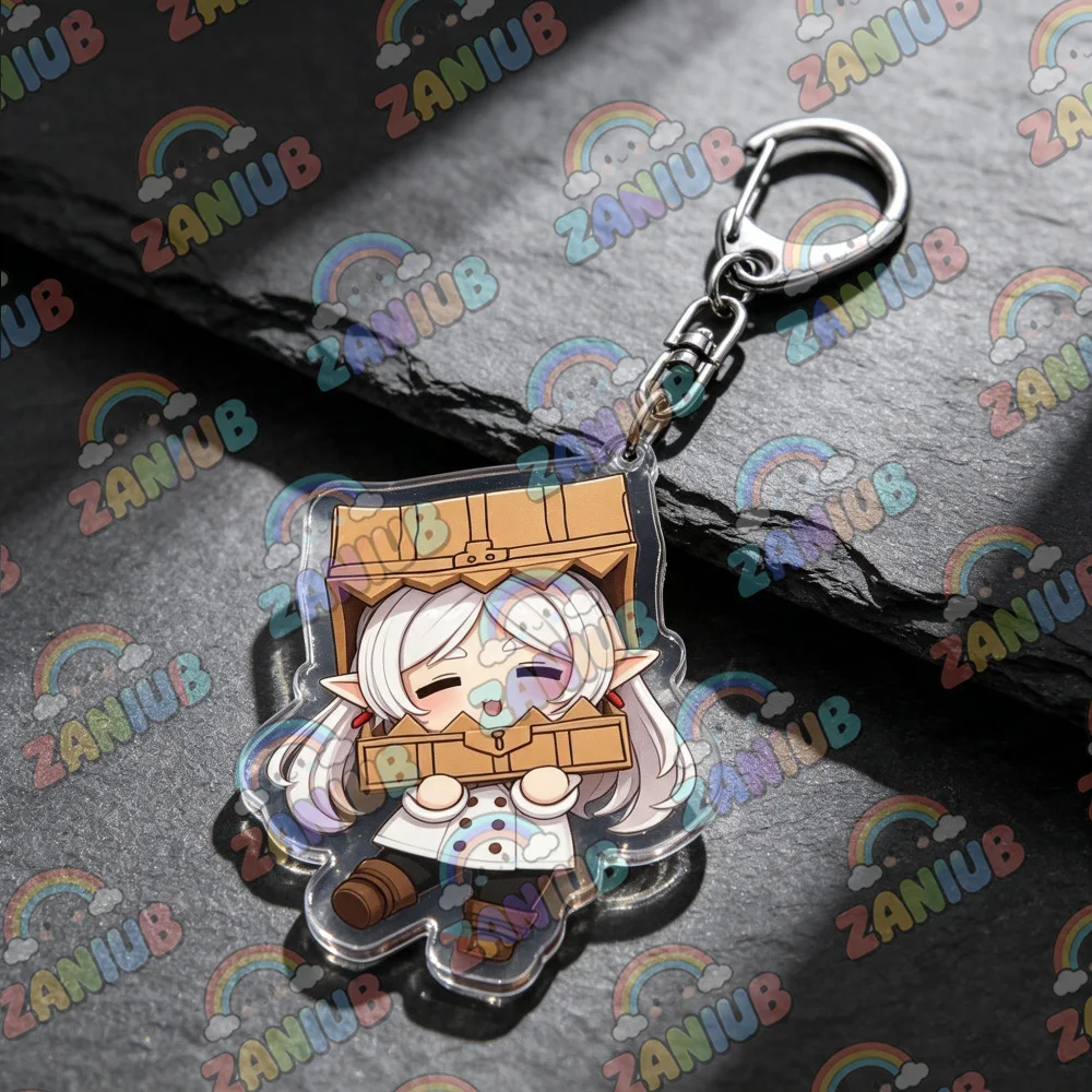 Cute Anime Elf Girl Chibi Keychain for Accessories Bag Charm Car Keyring Jewelry Fans Friends Gifts