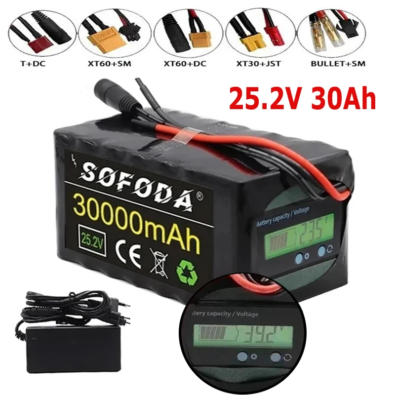 

24V Battery 6S4P Battery Pack 30Ah Rechargeable Lithium Battery for Ebike Electric Bicycle With Capacity Indicator&BMS+Charger