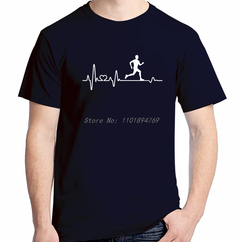 Jogger Jogging Heartbeat Jogging Fitness Pulse Ecg Funny Shirts Graphic Tee Summer Tops T-Shirt New Arrival Goods Cotton T-Shirt