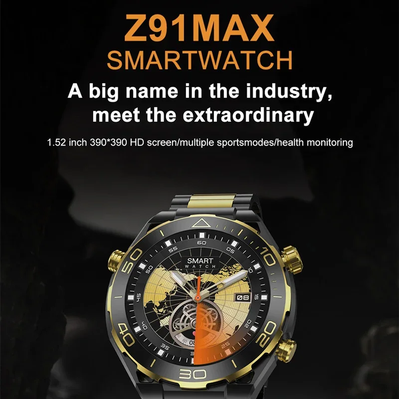 Z91 Pro Max Smart Watch Men 1.52inch HD Screen AI Voice Bluetooth Call Health Monitoring Outdoor Sports Smartwatch