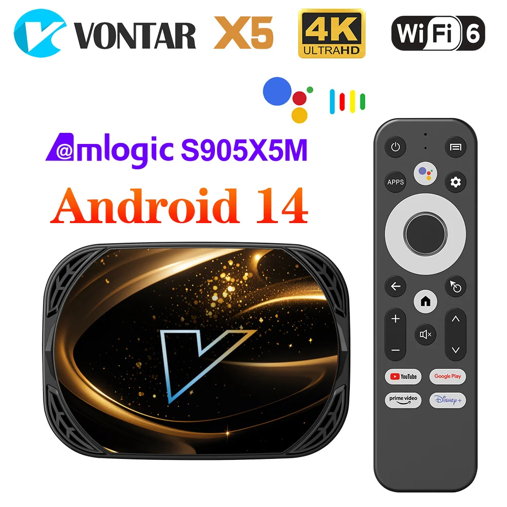 

ТВ-приставка VONTAR X5 Android 14 Amlogic S905A (S905X5M) 4 ГБ 128 ГБ 32 ГБ 64 ГБ 1000 М Wi-Fi6 4K AV1 Google Play Медиаплеер Телеприставка