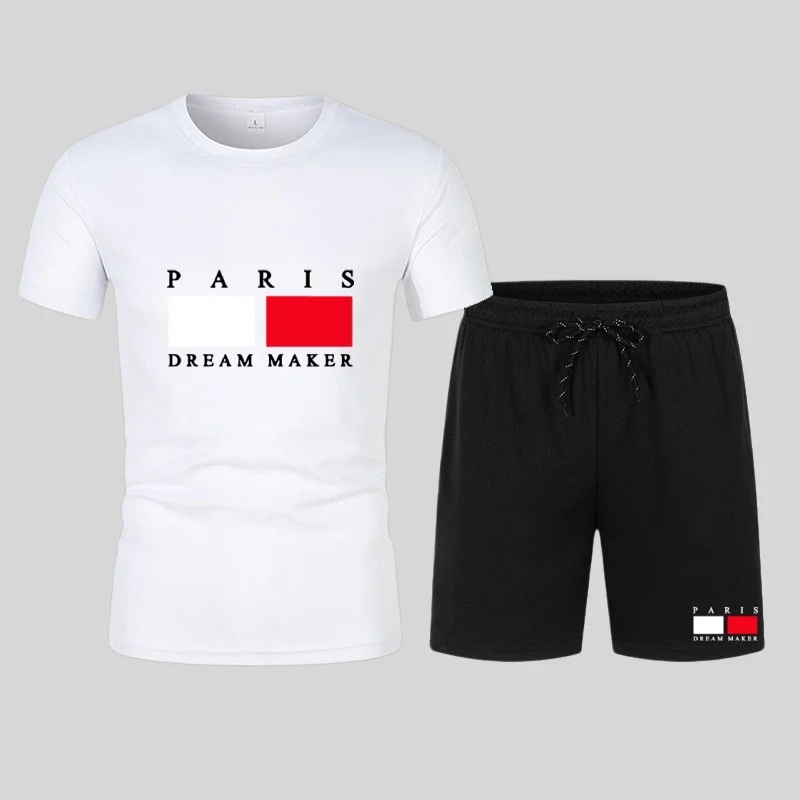 Summer men's short-sleeved T-shirt and short pants, comfortable sportswear, men's casual round-neck T-shirt and short pants two- 2