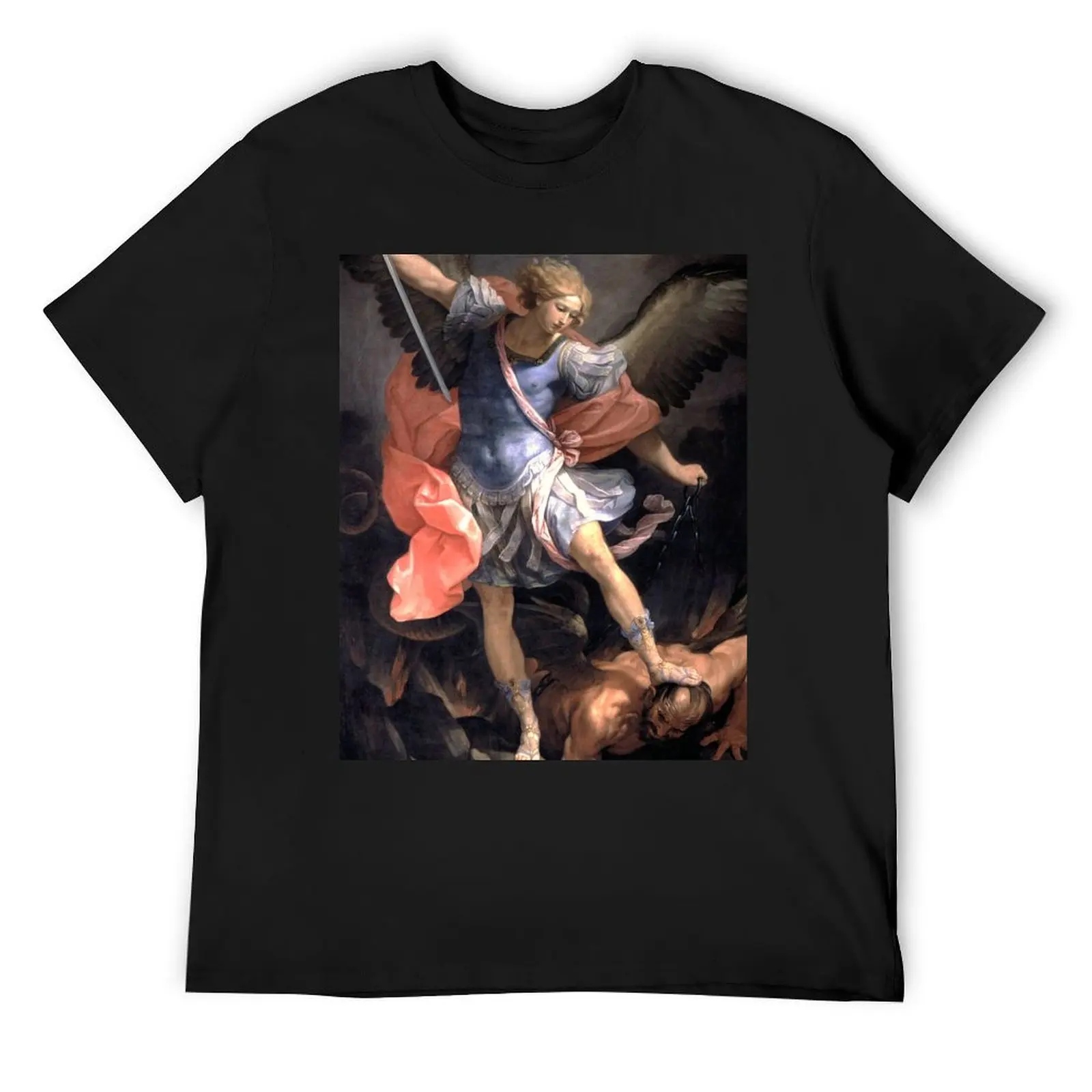 St Michael Archangel by Guido Reni - Italian Painters Art T-Shirt oversizeds street wear slim fit t shirts for men