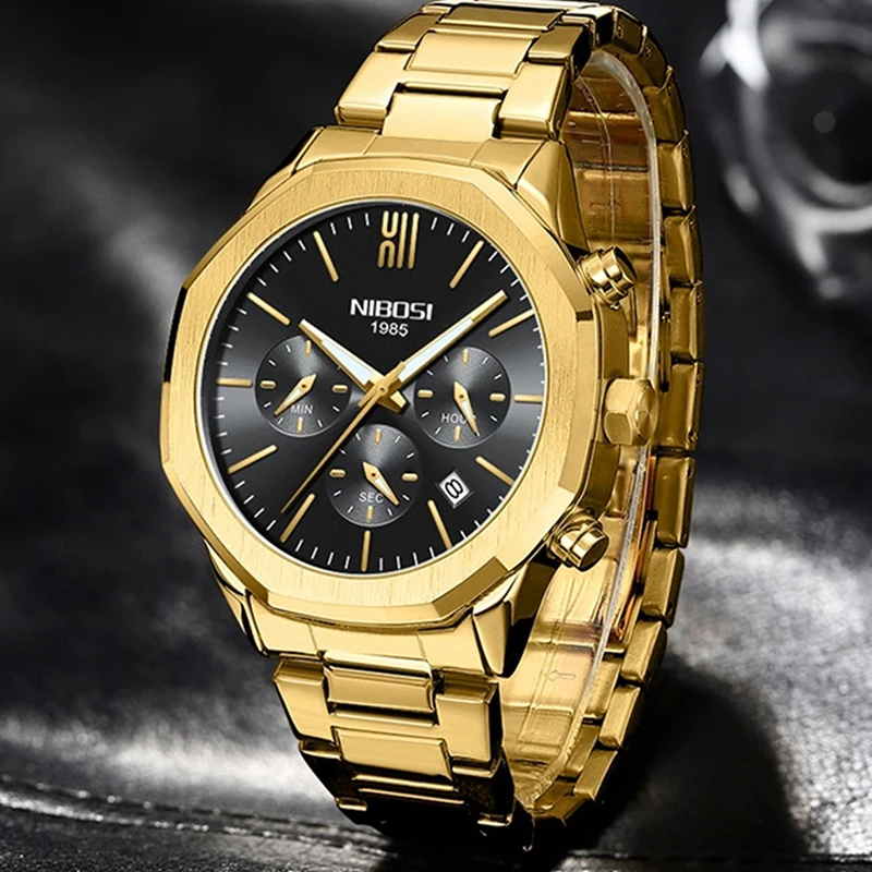 

NIBOSI Brand Men's Sports Military Watches Stainless Steel Male Quartz Wristwatch Waterproof Luxury Causal Clock Reloj Hombre