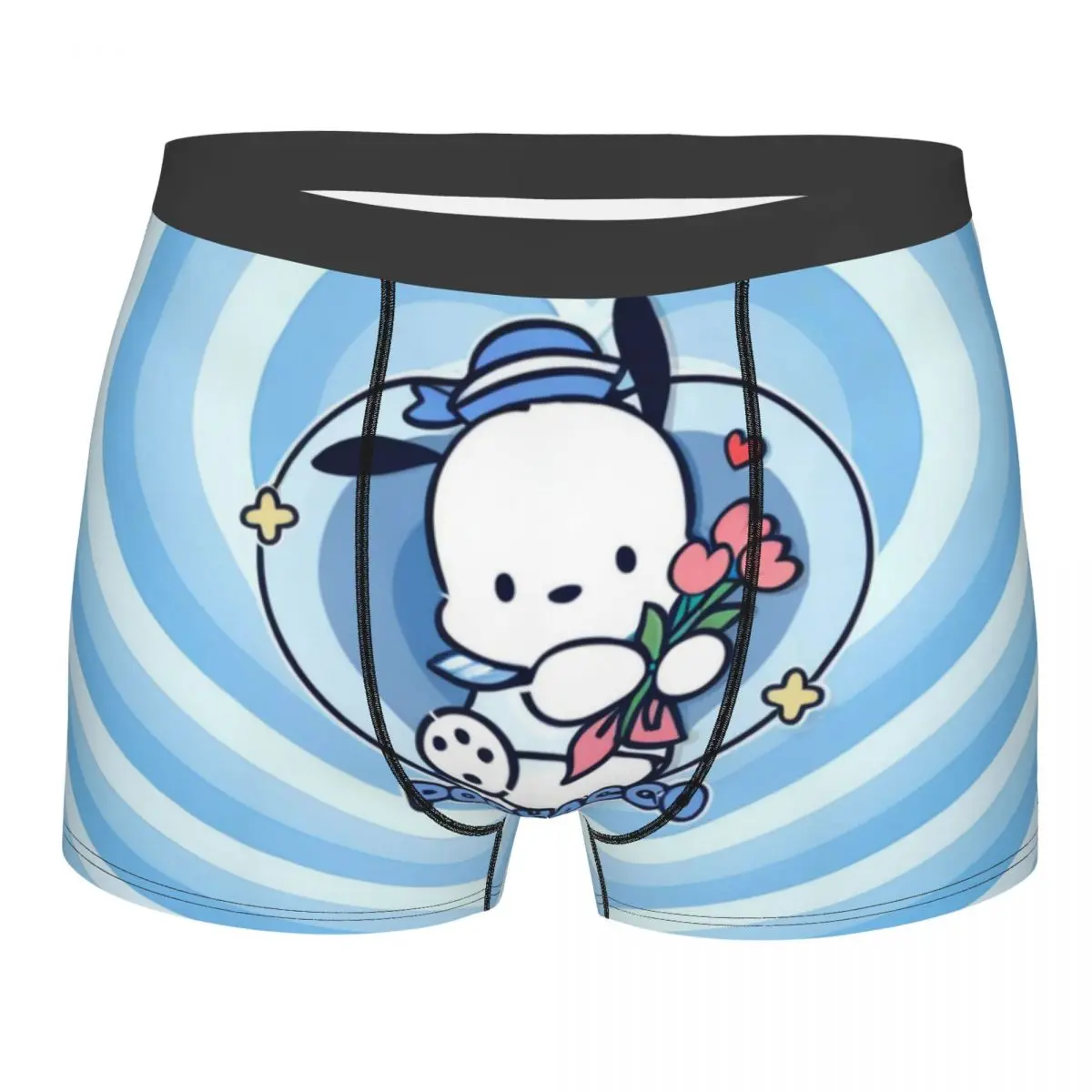 

Customized Sanrio Cartoon Pochacco Anime Underwear Men Printed Kawaii Heart Boxer Briefs Shorts Panties Soft Underpants