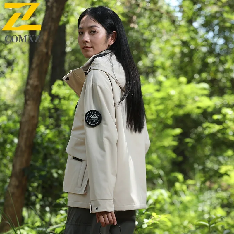 سترة COMXZ Premium للرجال سميكة للتزلج على الجليد ومضادة للرياح سترة دافئة بغطاء للرأس وخفيفة الوزن ومقاومة للبرد ملابس خارجية شتوية #5