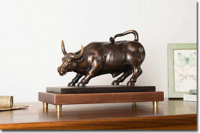 High grade Good luck Mascot Bronze carving art Home company bring wealth Stock market bull Career Success statue