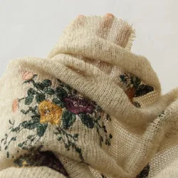 New 3D Embroidery Woolen Weaving Soft Hand Feel Fabric for Sweater Dress Diy Sewing Designer Fabric By The Yard
