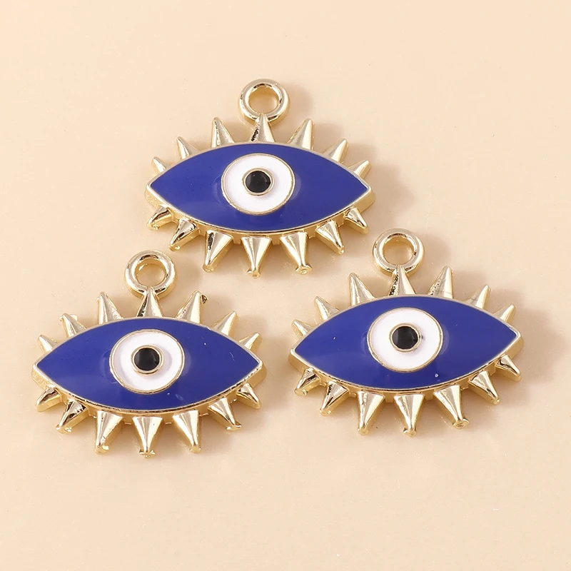 20 Stück Niedliche Emaille-Anhänger mit Bösem Auge und Herz für Schmuckherstellung, Ohrringe, Halsketten, Armbänder, DIY-Bastelbedarf – Detail 14