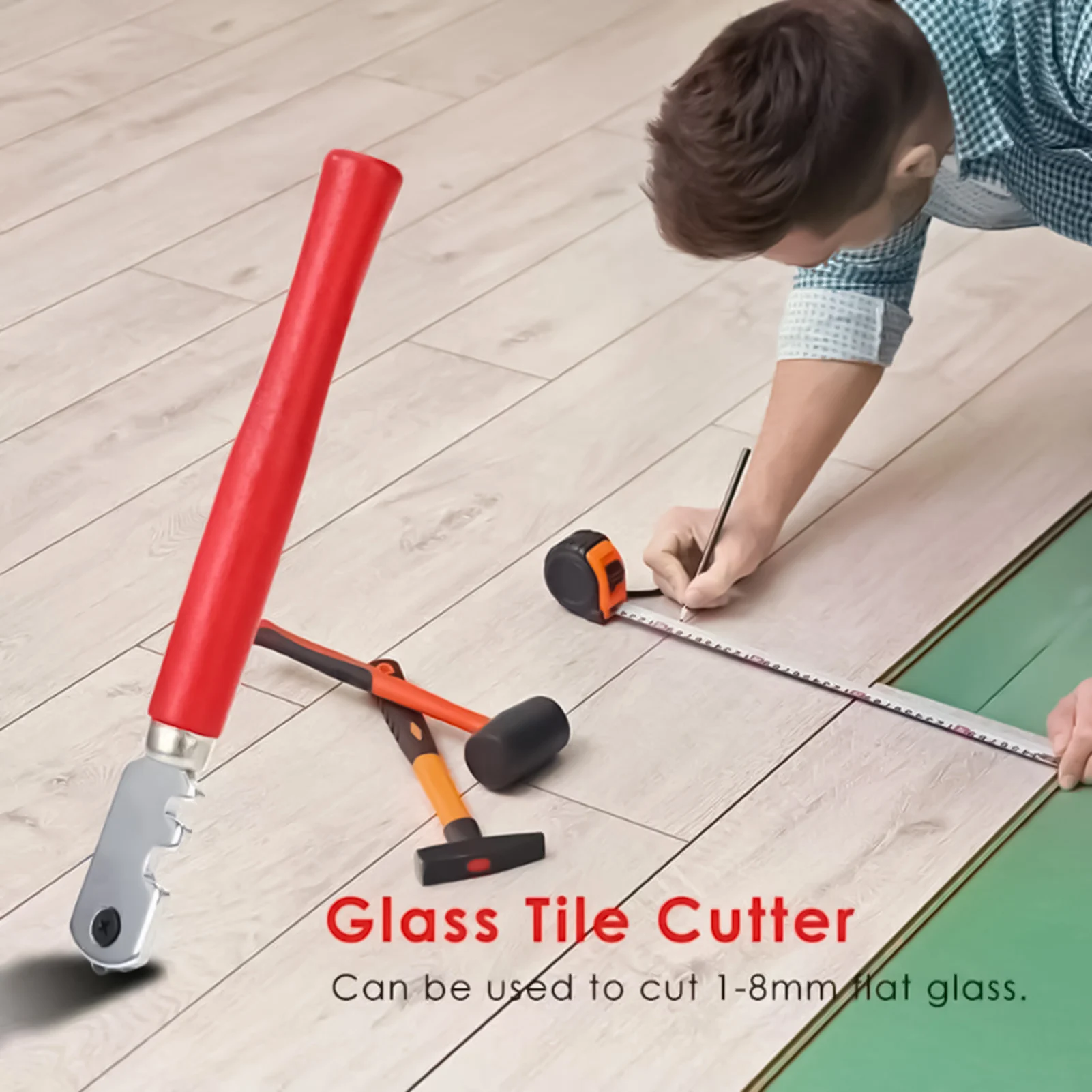 1pc Glass Cutter Professional Heavy Duty Six Wheel Tile Cutting Tool Metal Alloy Handheld Slicer for DIY Home Improvement