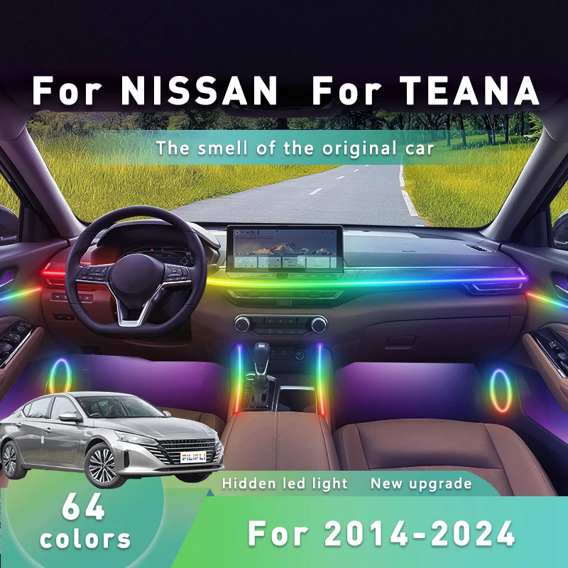 

FILIPLI For NISSAN TEANA GLC260 For 2018 Sound Activated Car Interior Ambient Light Music Sync Rhythm Light By Bluetooth Control