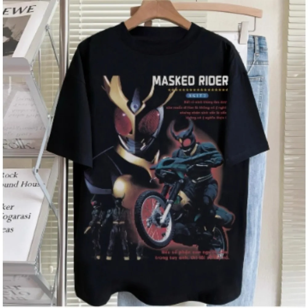 

Футболки американского уличного бренда Kamen Rider, высококачественный принт, свободные летние, мужские и женские футболки с короткими рукавами