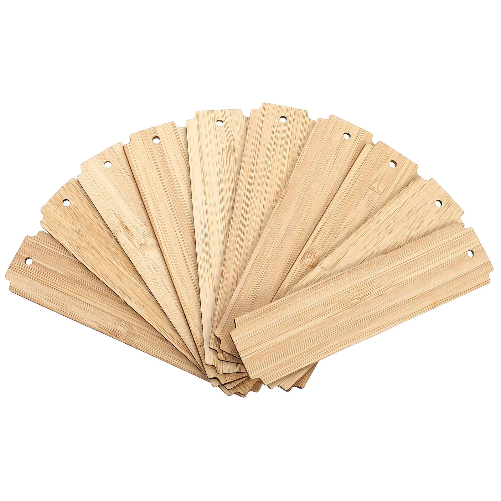 10Pcs Unfinished Bamboo Bookmarks DIY Craft Material Creative Wooden Blank Tags with Hole for Studying Reading Graduation Gifts