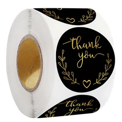 500pcs 25mm Black Gold foil Thank You Stickers for Small Business Christmas Decorations Wedding Gift Sealing Sticker