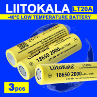 3pcs LiitoKala LT20A 18650 Battery 2000mAh 3.7V Rechargeable Lithium Battery for Strong Light Flashlight Headlamp Mobile Phone