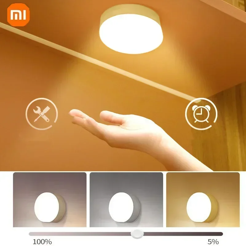 Lámpara de noche Xiaomi con Sensor táctil, batería de 500mAh, luz nocturna recargable por USB, magnética para iluminación de armario de cocina y dormitorio