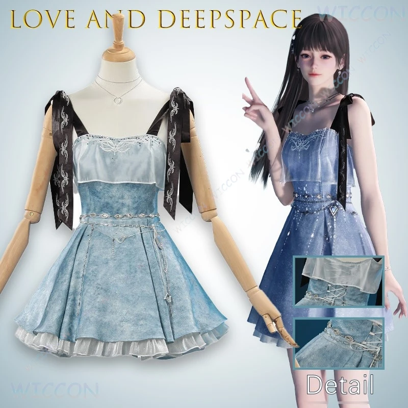 

Love and Deepspace Cosplay Heartbeat Moment Same Strapy Sundress Dress Anime Game Role Play Costume Sexy Summer Cos Gear Replica