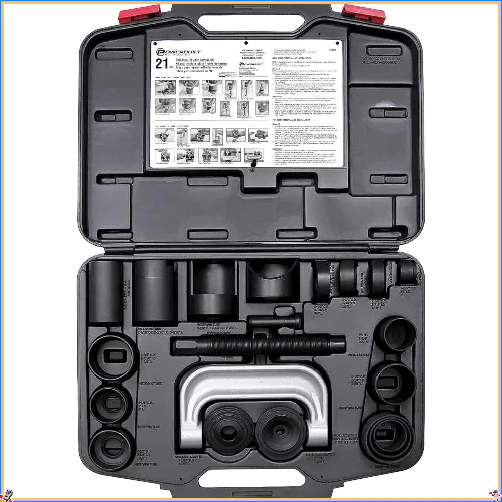 CONJUNTO DE FERRAMENTA DE SERVIÇO DE JOINT DE BALL E U - Remova/instalação para Ford, GM, Dodge, Adaptadores incluídos