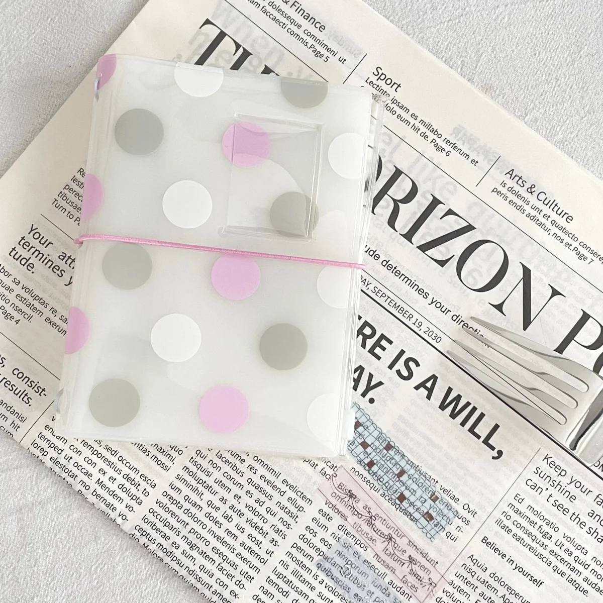 WAKAWAKA Polka Dot Passport Protective Cover Zipper Pocket PVC TN Travelers Notebook Kawaii Idol Fan Travel Journal Decor