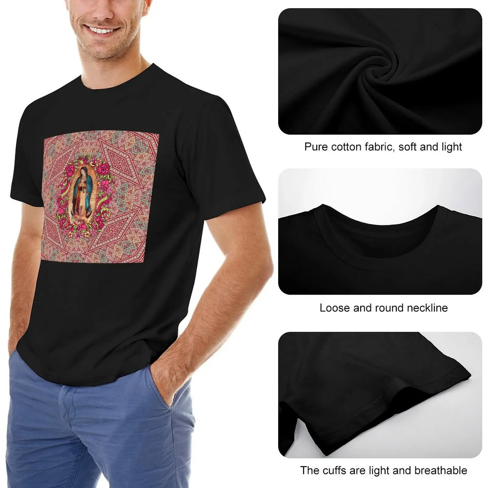 Our Lady of Guadalupe Virgin Mary Mexican Virgin Y T-shirts Vintage T-shirt Harajuku Movement Geeky Fitness USA Size - Image 3