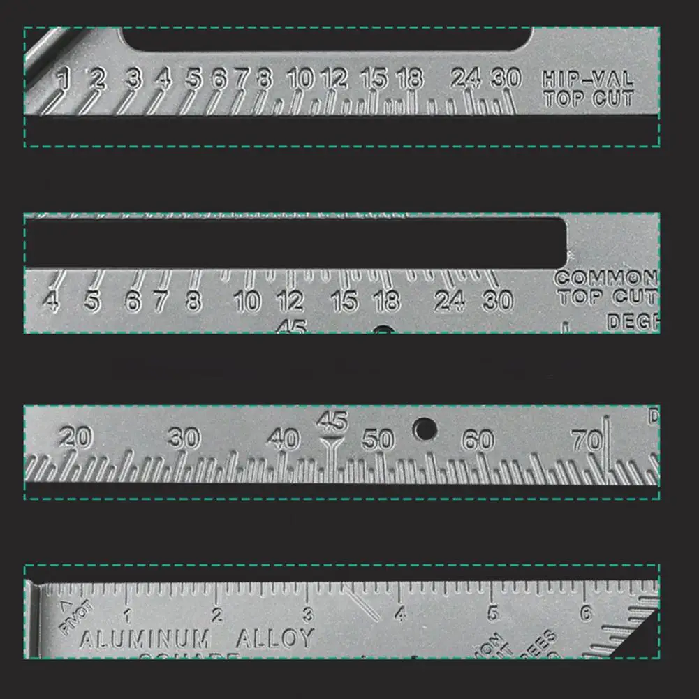 Triangle Rule 90 Degree Thickening Angle Rule Aluminum Alloy Carpenter Measurement Square Ruler Woodworking Triangle Ruler