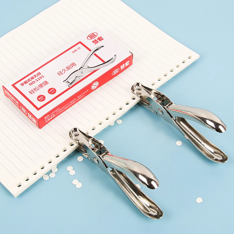 1 pz, cancelleria in metallo tenuto in mano foro rotondo diametro 6mm perforatore pinze perforatore carta perforatore in scatola perforatore singolo