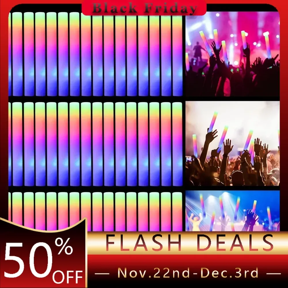 

220 LED Glow Foam Stick Color Flicker Glow Stick 3 Mode Glow Party Supplies for weddings, birthdays, Christmas, concerts