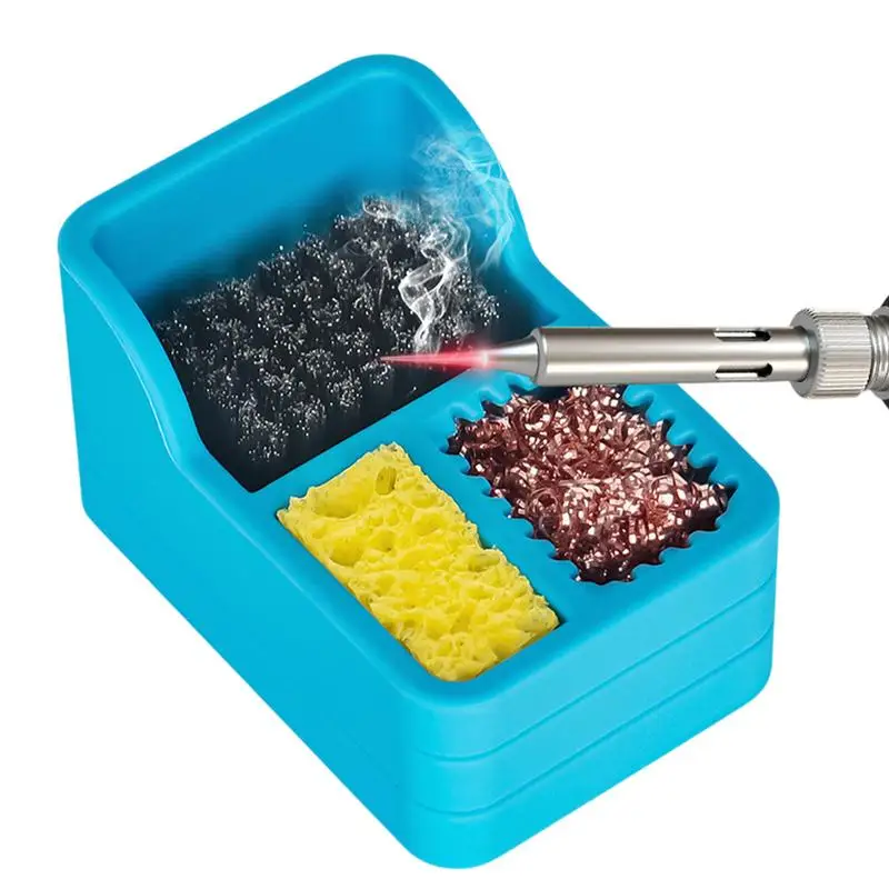 Small Soldering Iron Tips Cleaning Box Steel Brush Sponge Copper Wire 3 Clean Modes Welding Head Tin Slag Remove Cleaner Tool
