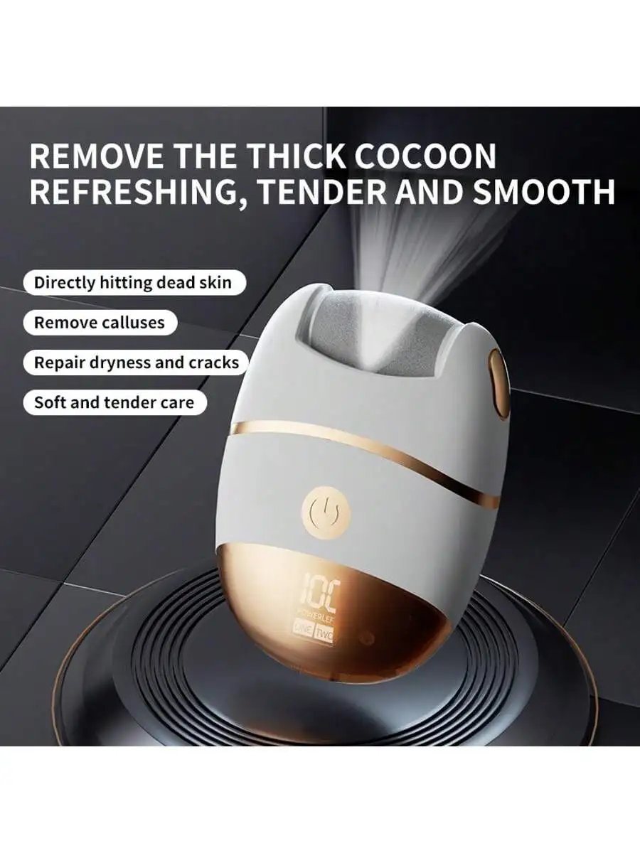 Dissolvant électrique rechargeable de callosités des pieds avec lumière à 2 vitesses, portable et sans fil pour une exfoliation des pieds lisses