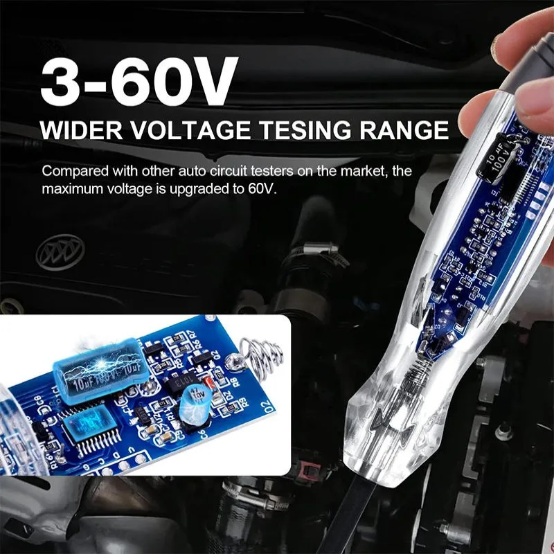 Automotive Test Light 3-60V DC Digital LED Circuit Tester Heavy Duty Light Tester with Voltmeter