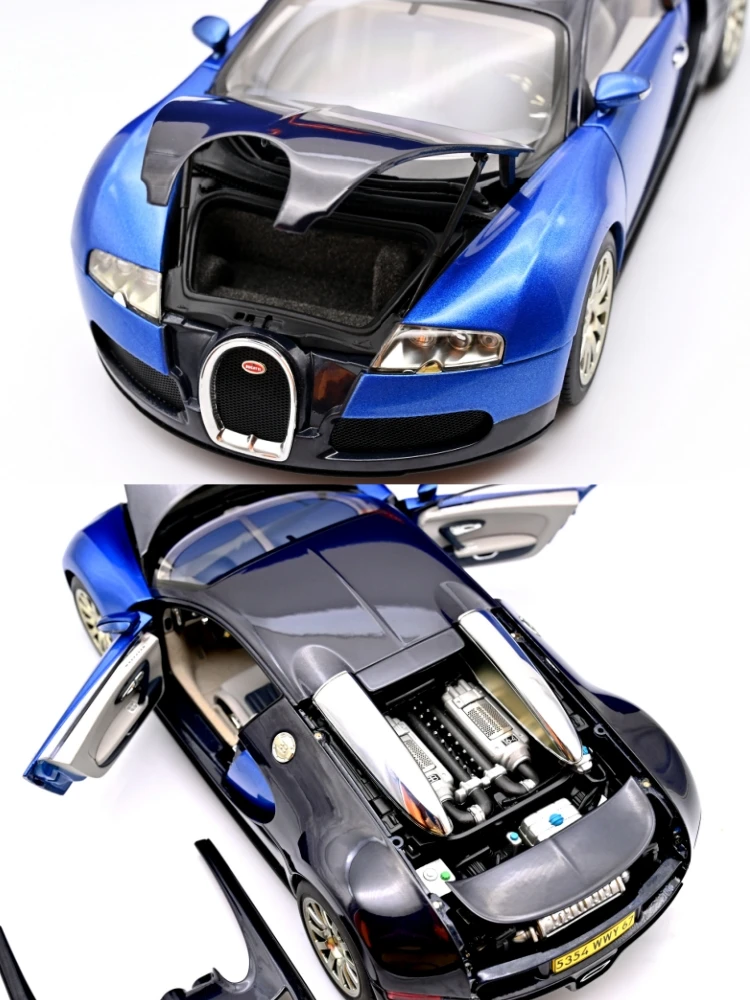 Autoart 1:18 Veyron 16.4 Blue Black Alloy Fully Open Simulation Limited Edition Alloy Metal Static Car Model Toy Gift