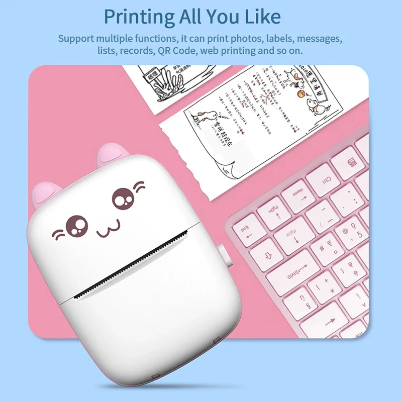 Portable Thermal Printer Mini Cat Print Paper Photo Pocket Label Printer 57mm Printing Wireless Bluetooth Android IOS Printers